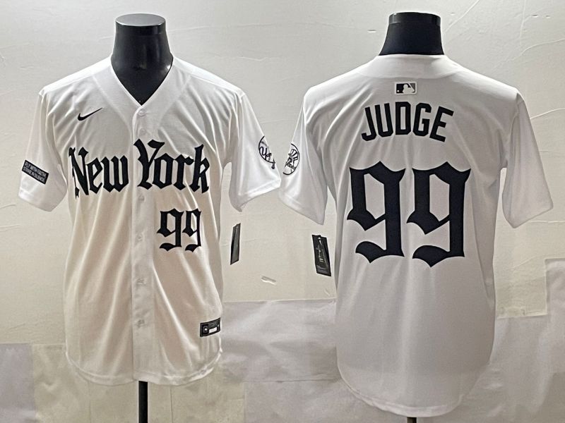 Men 2025 New York Yankees #99 Judge White Five generations Joint Name Nike MLB Jersey style 13